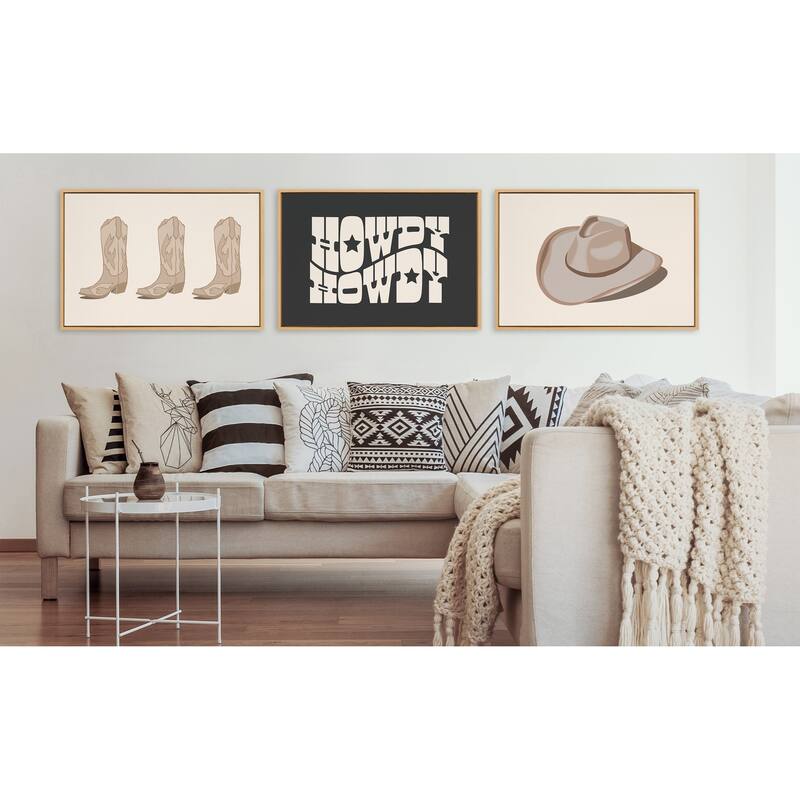 Sylvie Cowgirl Hat Landscape Framed Canvas by Honey Island Studio