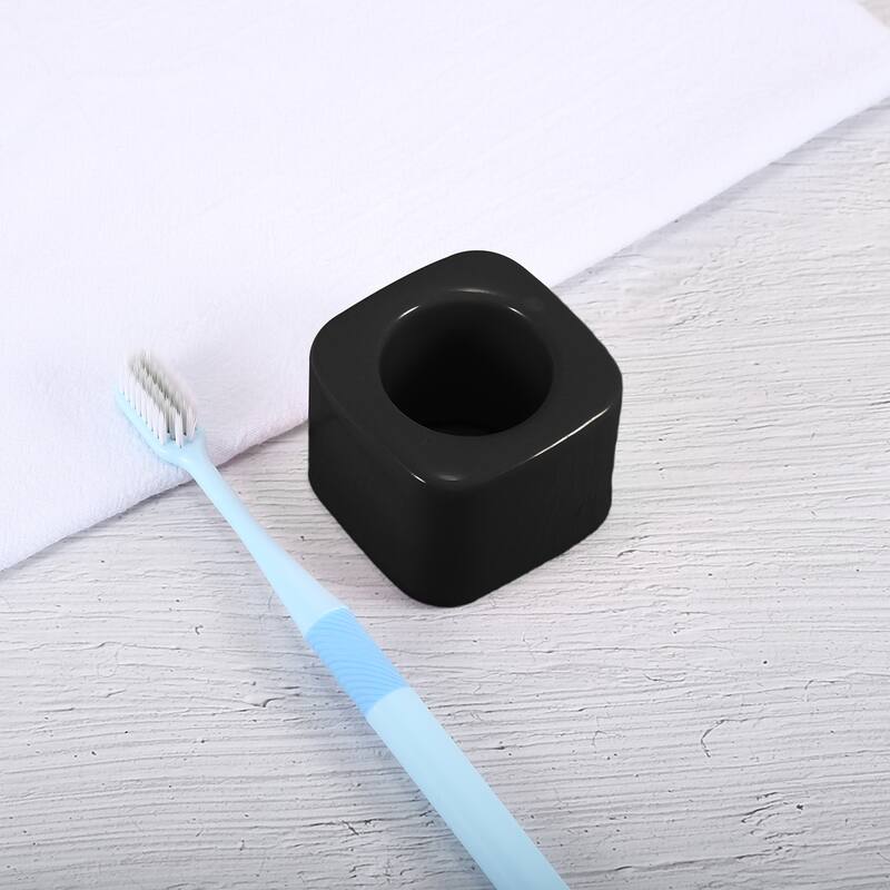Toothbrush Holder, Square Mini Ceramic Toothbrush Holder Electric Toothbrush Holder 2.20"x2.20"x1.73", for Bathroom - Black