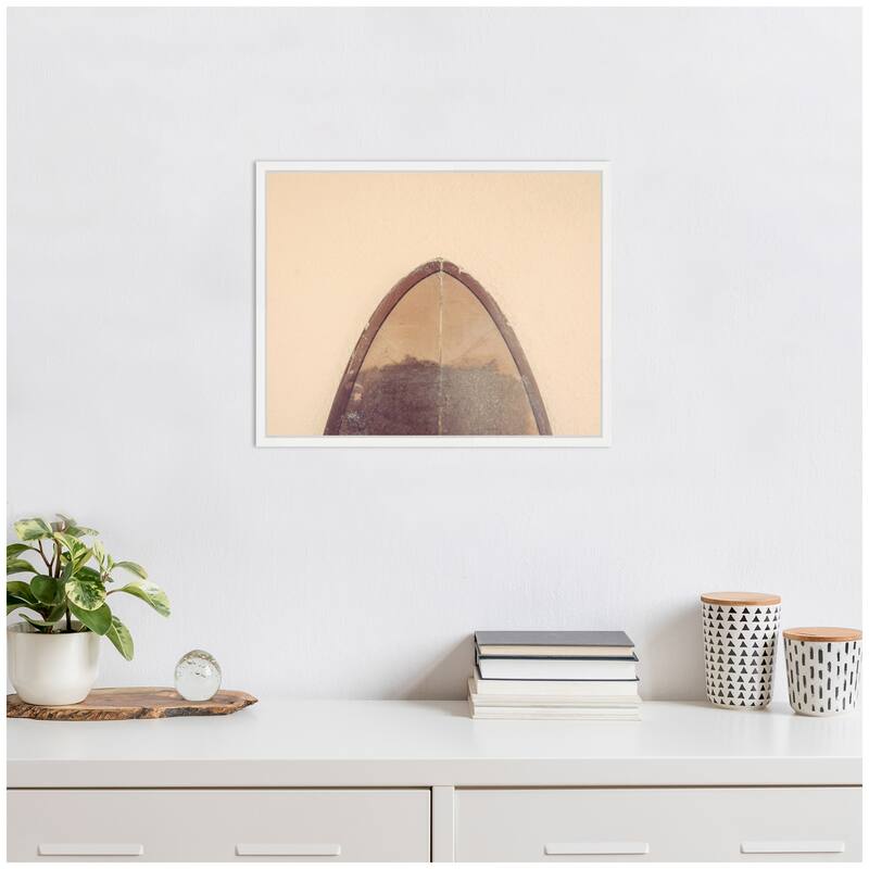 Kate and Laurel Sylvie Abstract Minimalist Coastal Retro Surfboard Framed Canvas by Saint and Sailor Studios
