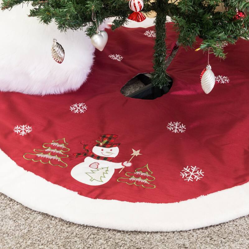 Homey Cozy Velvet Embroidered Christmas Tree Skirt