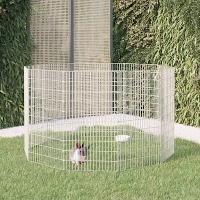 vidaXL Free Range Animal Enclosure Rabbit Hutch Free Range Pen Galvanized Iron