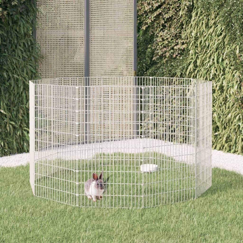 vidaXL Free Range Animal Enclosure Rabbit Hutch Free Range Pen Galvanized Iron