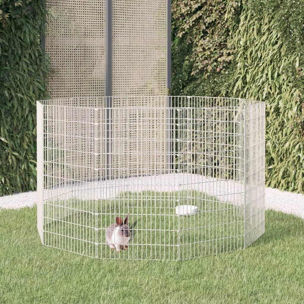 vidaXL Free Range Animal Enclosure Rabbit Hutch Free Range Pen Galvanized Iron
