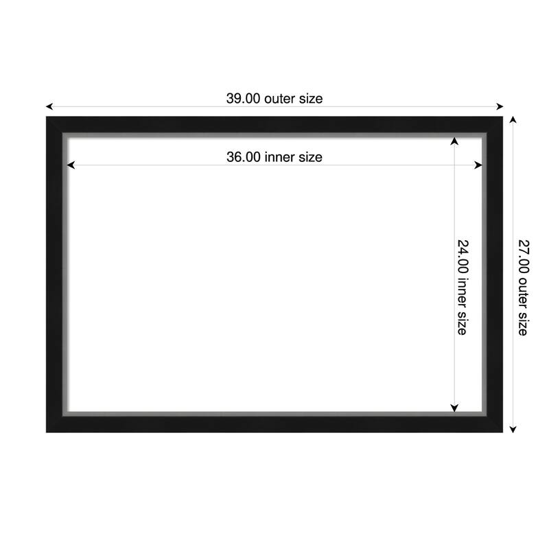 Amanti Art Eva Black Silver Narrow Framed Dry Erase Magnetic Board - 39 x 27 in - Eva Black Silver Narrow
