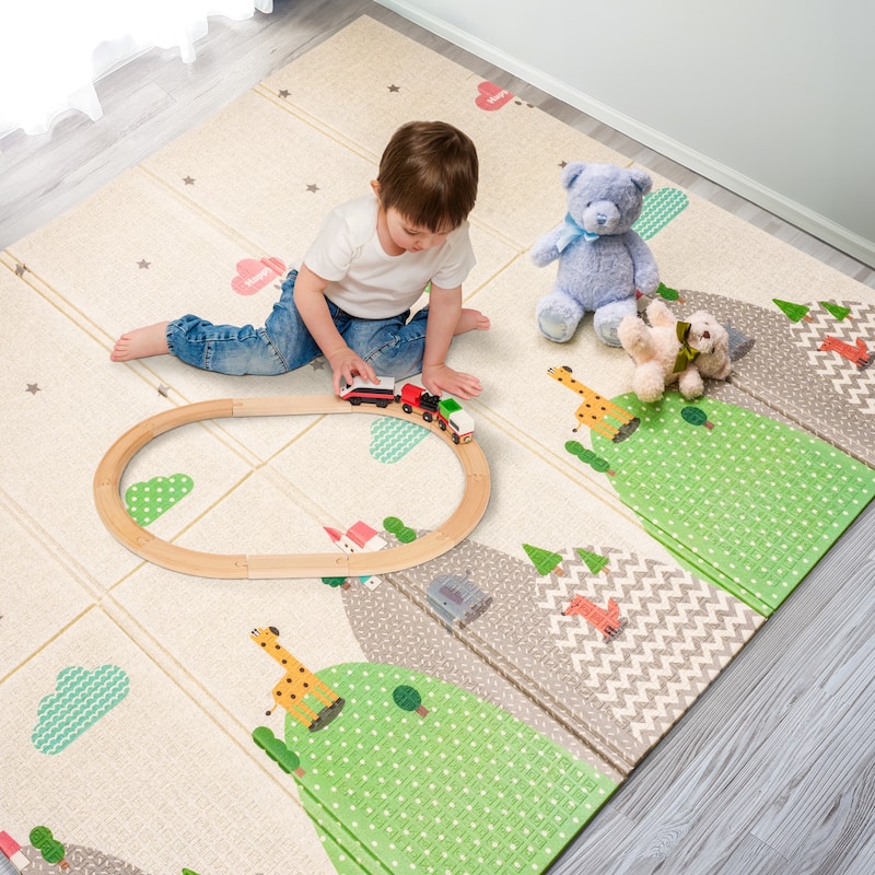 Sorbus Foldable Baby Kids Play Mat, Floor Foam Mats with Travel Bag - Waterproof Foldable - 78" x 70" x 0.4" - 78 x 70 x 0.4”