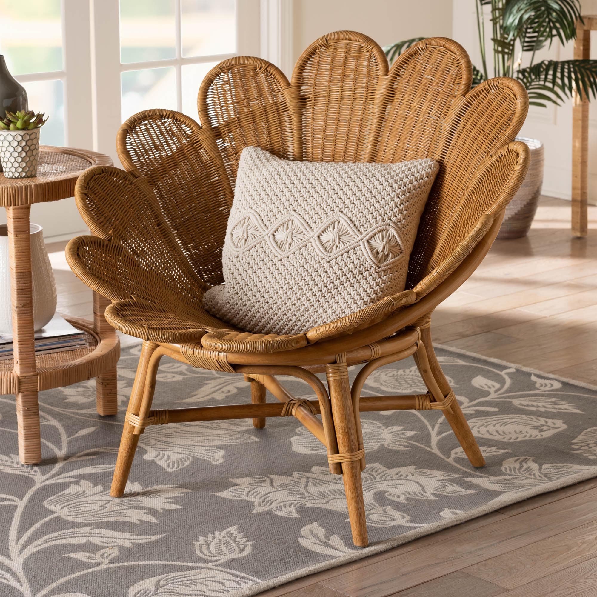 Blossom Bohemian Honey Rattan Accent Flower Chair On Sale Bed