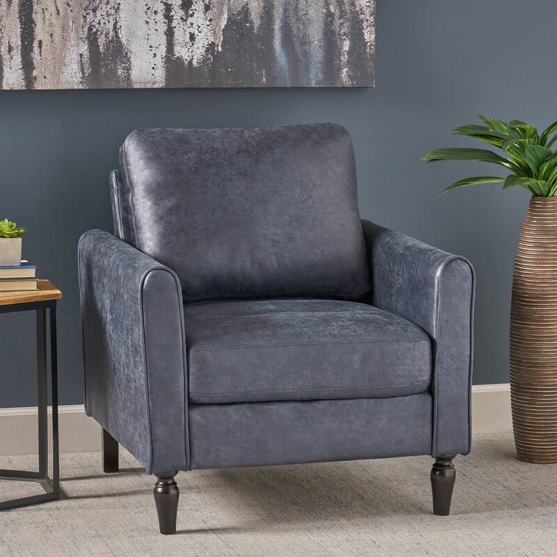 Modern 31" Microfiber Club Chair with Tapered Legs and Thick Seat Cushions