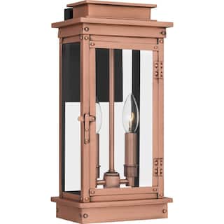 Aged Copper Two Light Outdoor Wall Mount from the Noelle Collection