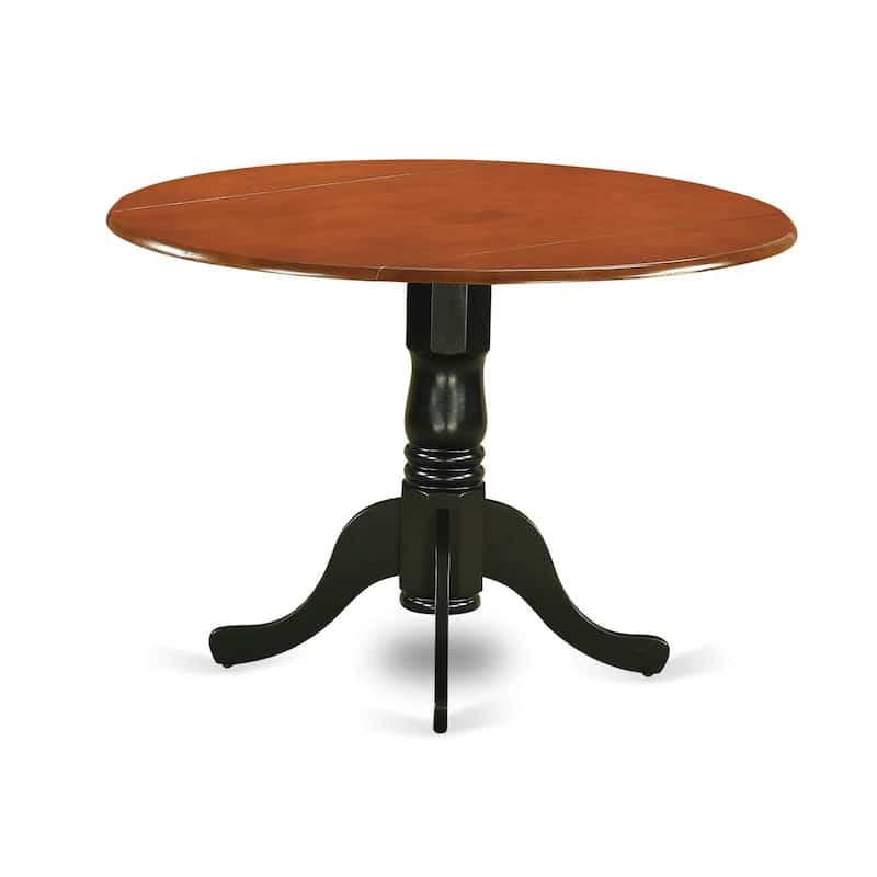 East West Furniture 5 Piece Kitchen Table & Chairs Set Includes a Round Dining Table and Dining Room Chairs, Black & Cherry