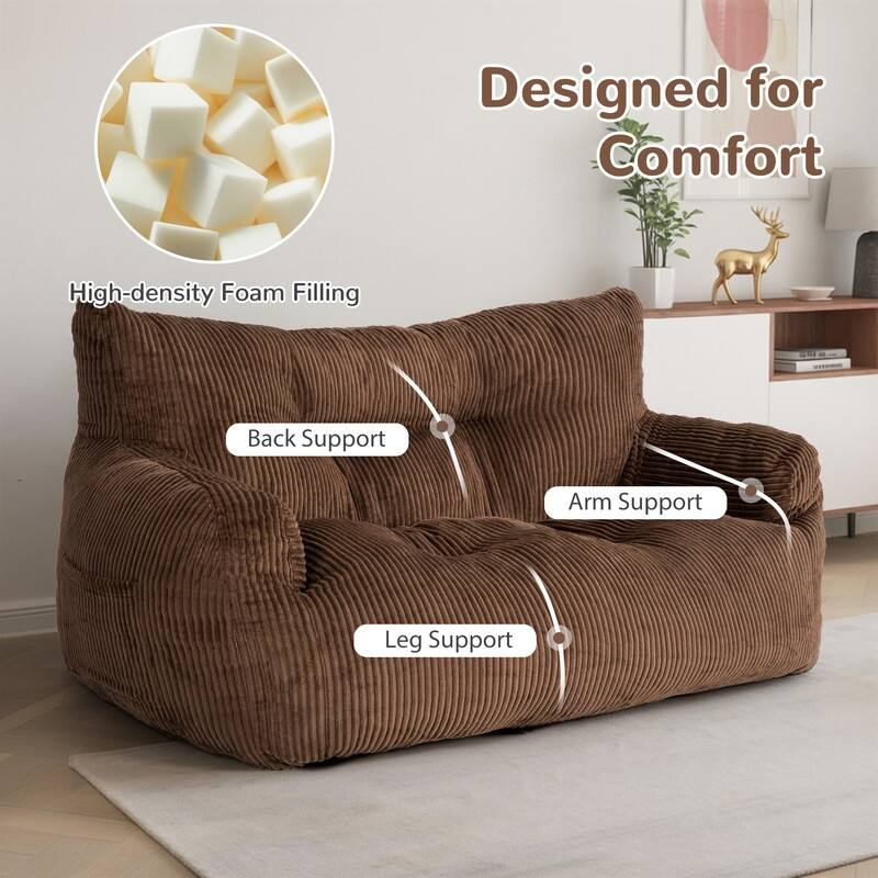 Pamapic Bean Bag Chair, Double Seater Corduroy Lazy Sofa