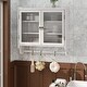 preview thumbnail 3 of 11, 24.8"Glass Door Vintage Double Door Wall Cabinet with Three Tiers of Storage with Towel Rack,for Bathroom,Kitchen,Dining Room