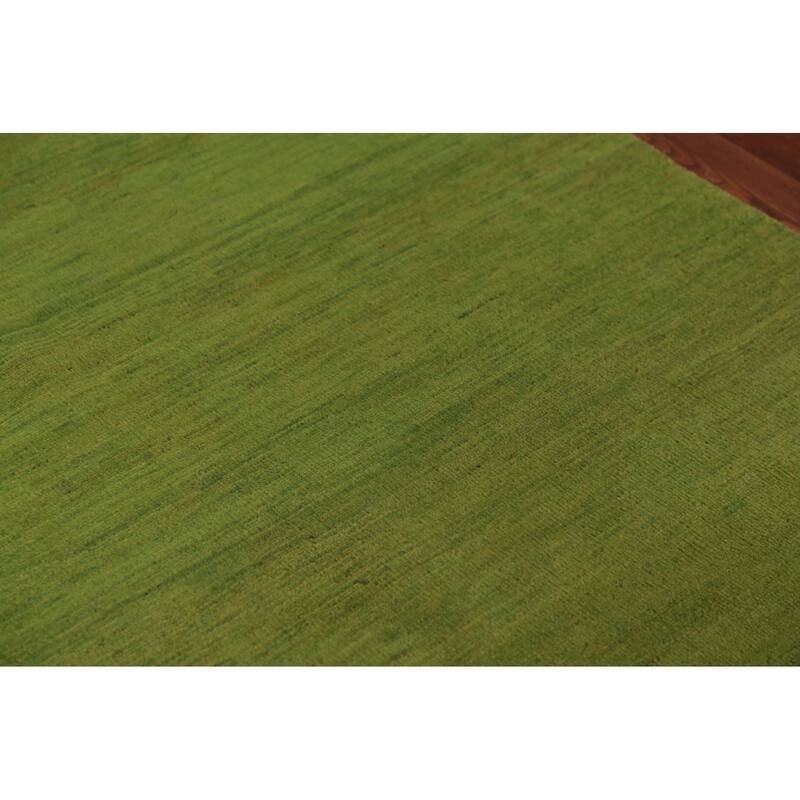 Green Gabbeh Modern Area Rug Hand-Knotted Wool Carpet - 4'9" x 6'4"