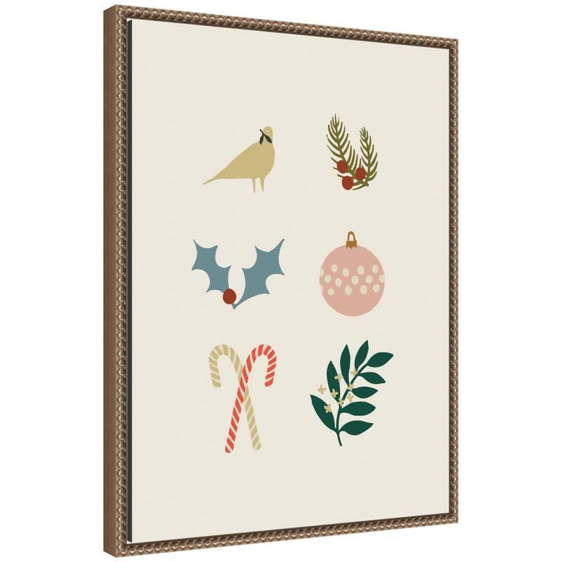 Kate and Laurel Sylvie Beaded Holiday Six Framed Canvas by Hannah Beisang - 18x24
