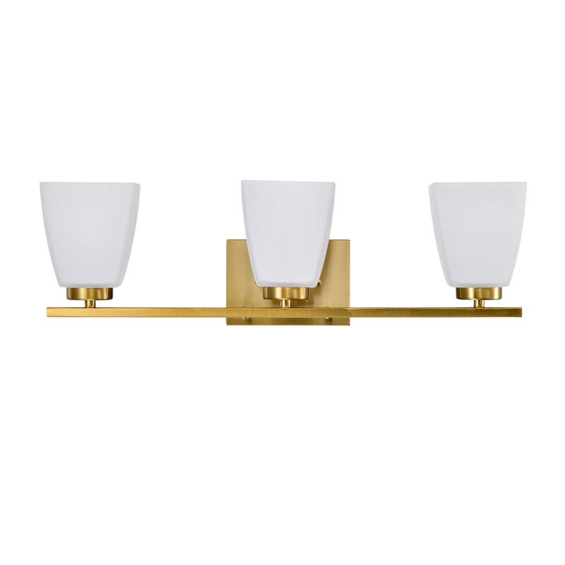Brushed Nickel/Matte Black/Gold Modern 3-Light Vanity Light with Square Etched White Glass Shades