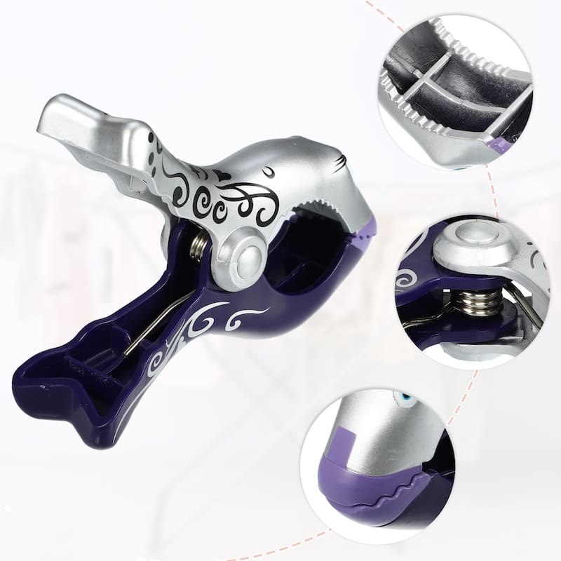 Clownfish ABS Clothespins for Craft 4.53"x3.39"x1.50" Purple Silver Tone 4pcs - Purple Silver Tone - Purple Silver Tone