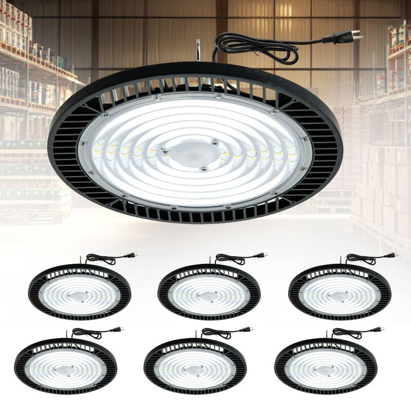 Ultra-Bright 240W UFO High Bay Light 11.6 Inch Dimmable Industrial Lighting For Warehouse, Workshop, Garage - 1-Pack - 6-Pack