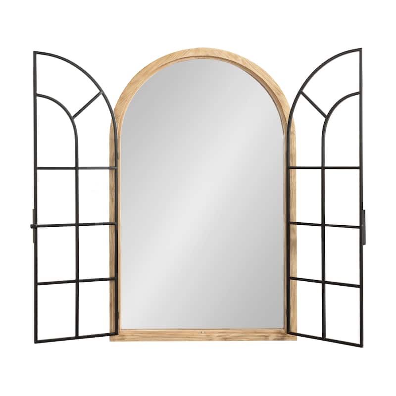 Kate and Laurel Boldmere Wood/Metal Arch Windowpane Mirror - 26x42