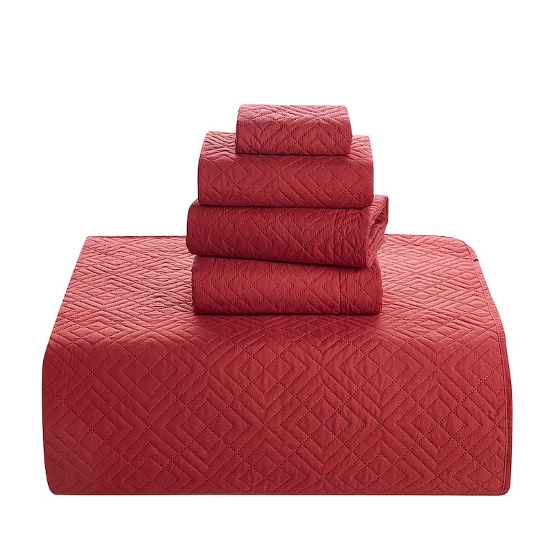 Clara Clark Bedspread Quilt Set - Embossed Pinsonic Lightweight Coverlet Set