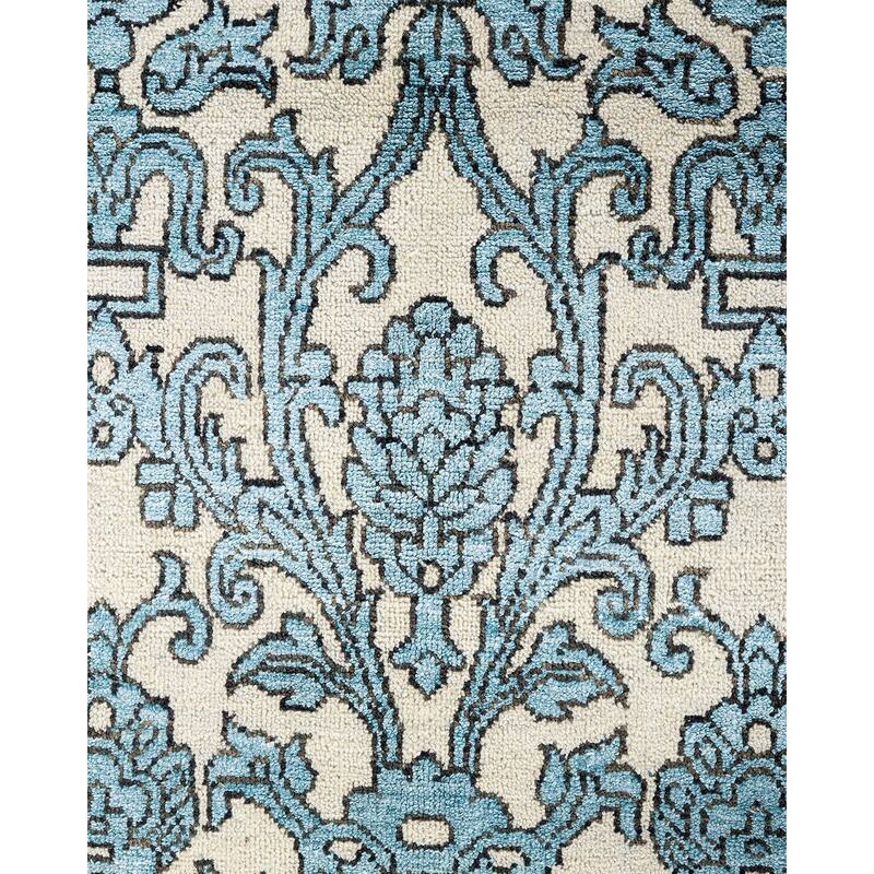 Ikat One-of-a-Kind Hand-Knotted Area Rug - Ivory, 9' 2" x 12' 1" - 9' 2" x 12' 1"