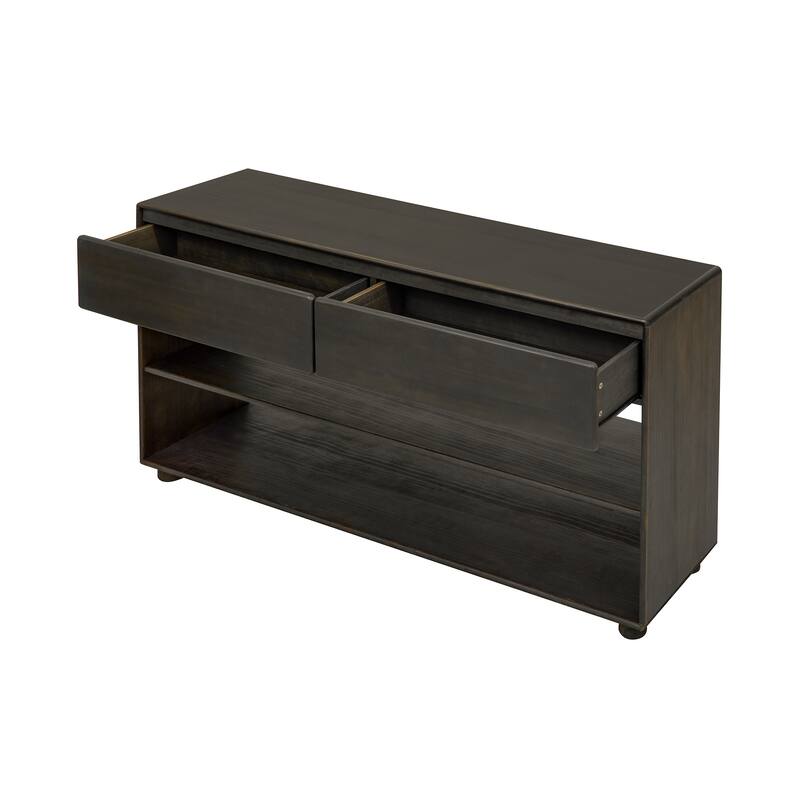 48" Solid Wood Console Table with 2 Drawers & Shelves