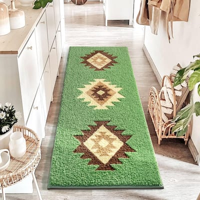 Boho Bathroom Rug Runner 24x60 Long Bath Mat Luxury Soft Absorbent Large Modern Geometric Carpet Runner Western Farmhouse Decor