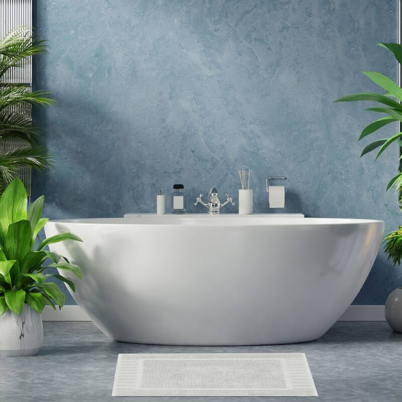White Classic Luxury Cotton Bath Mat 22x34 Set of 2
