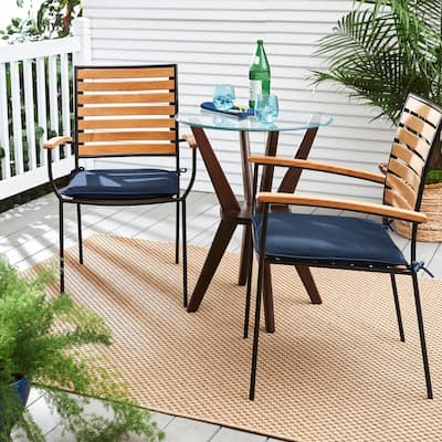Sunbrella Indigo Blue Indoor/Outdoor Chair Pad Set, Corded