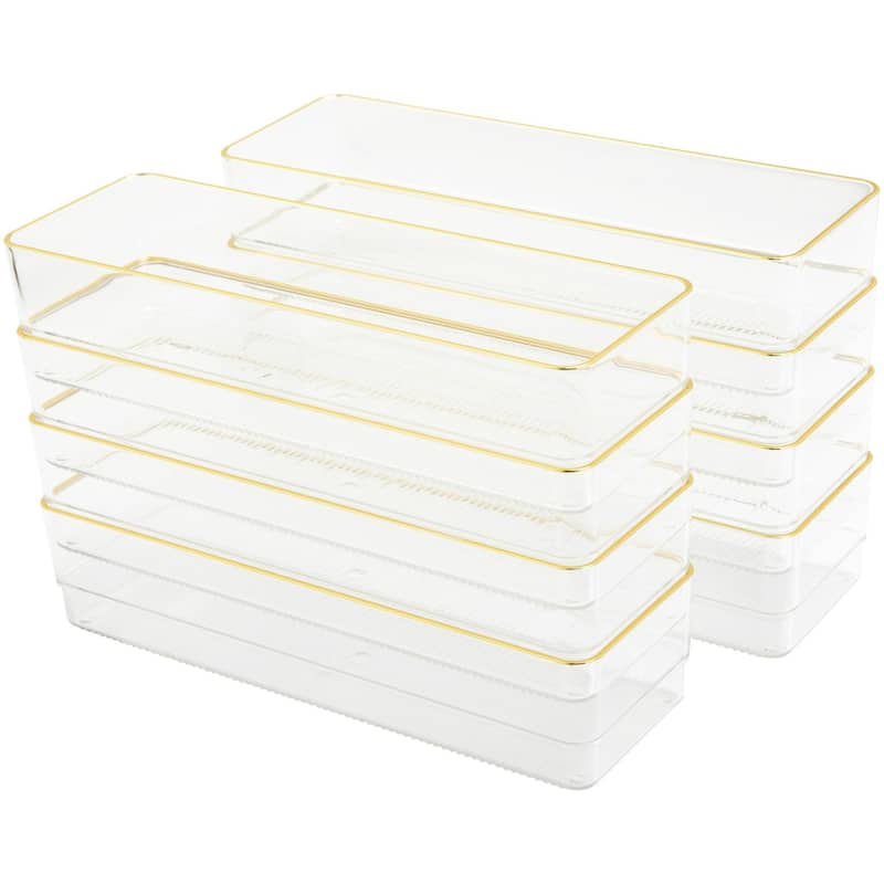 Flash Furniture BE-PB9050-G-8-MS Kerry 2" Tall Office Organizer Set - Clear / Gold - Clear / Gold
