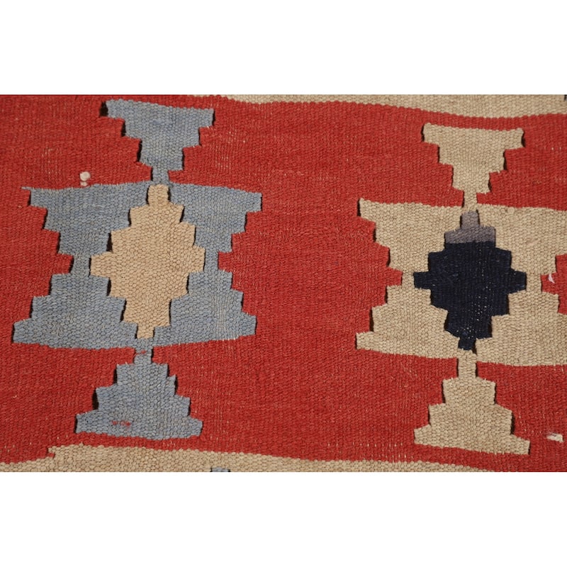 Striped Geometric Kilim Persian Vintage Area Rug Flatweave Wool Carpet - 4'8"x 7'10"
