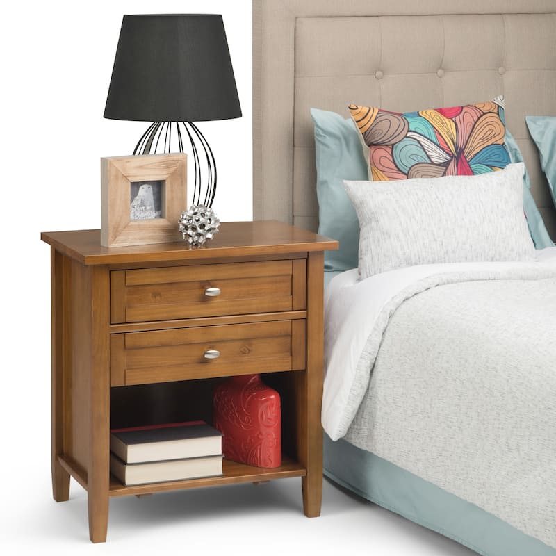 WYNDENHALL Norfolk 24 inch Wide Transitional Bedside Nightstand Table - 24 Inches wide - Tobacco Brown