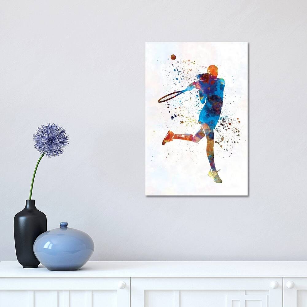 iCanvas "Woman Tennis Player 03 In Watercolor" by Paul Rommer Canvas Print