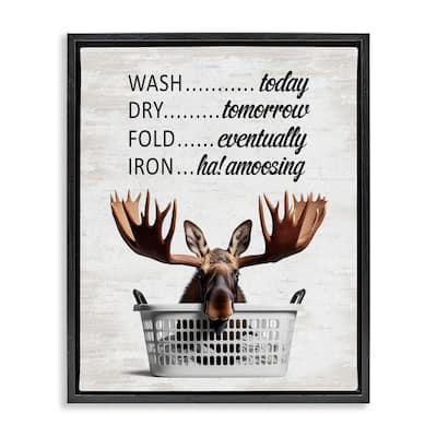 Stupell Sassy Moose & Laundry Framed Floater Canvas Wall Art Design By Lettered and Lined