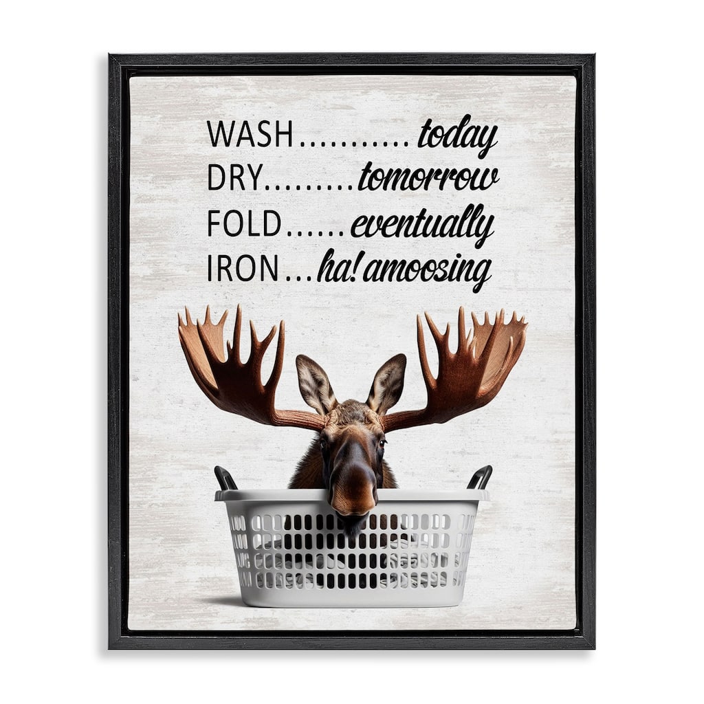 Stupell Sassy Moose & Laundry Framed Floater Canvas Wall Art Design By Lettered and Lined
