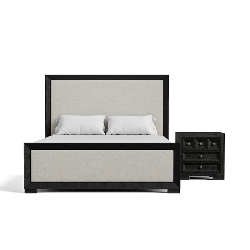 Furniture of America Durem II Modern 2-Piece Solid Wood Panel Bedroom Set with 3-Drawer Nightstand
