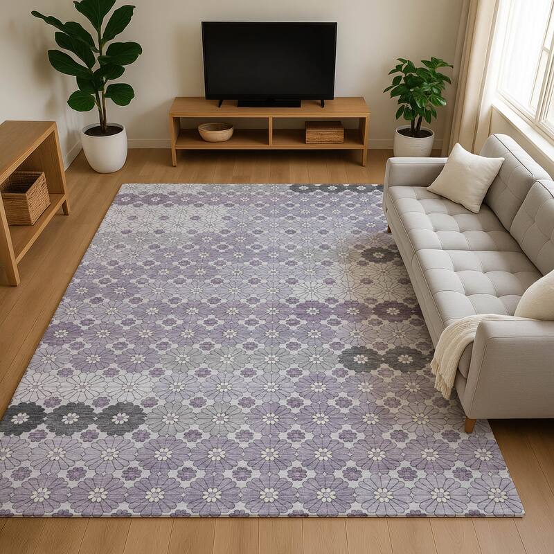 Premium Washable Super Soft Whimsy Mosaic Mayfield Rug - Lavender - 9' x 12'