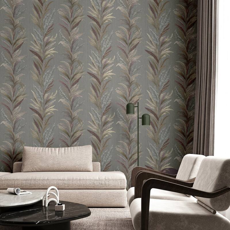 Galerie Wallcoverings Ornamenta Collection Leaf Flourish Shimmer Finish Vinyl on Non-woven Wallpaper Roll
