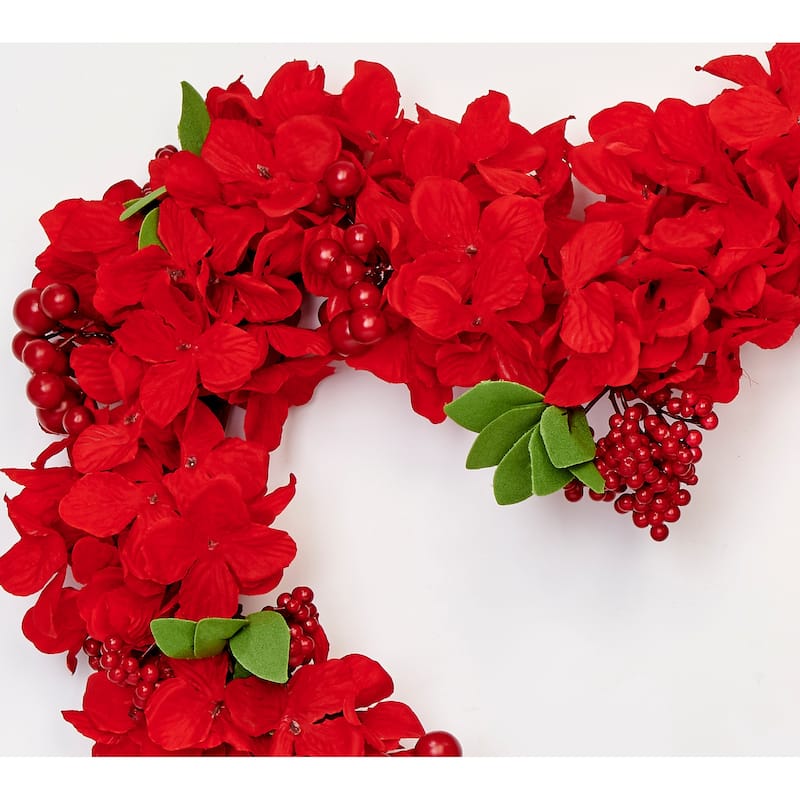 18" Berries and Floral Heart Shaped Wreath - 18