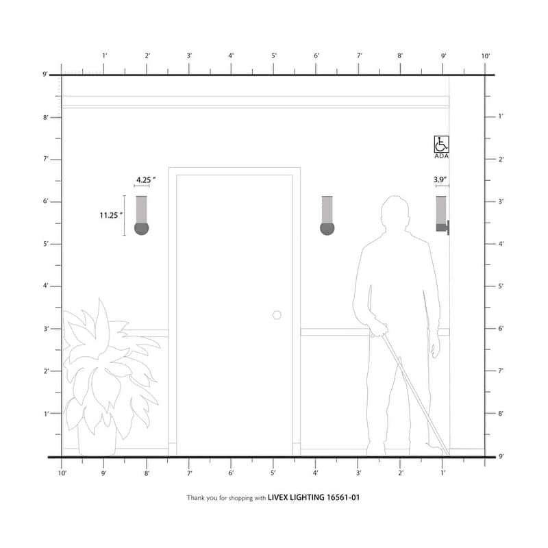 Livex Lighting 1 Light ADA Single Sconce, 16561-01 - 4.25" W x 11.25" H x 3.9" Ext.