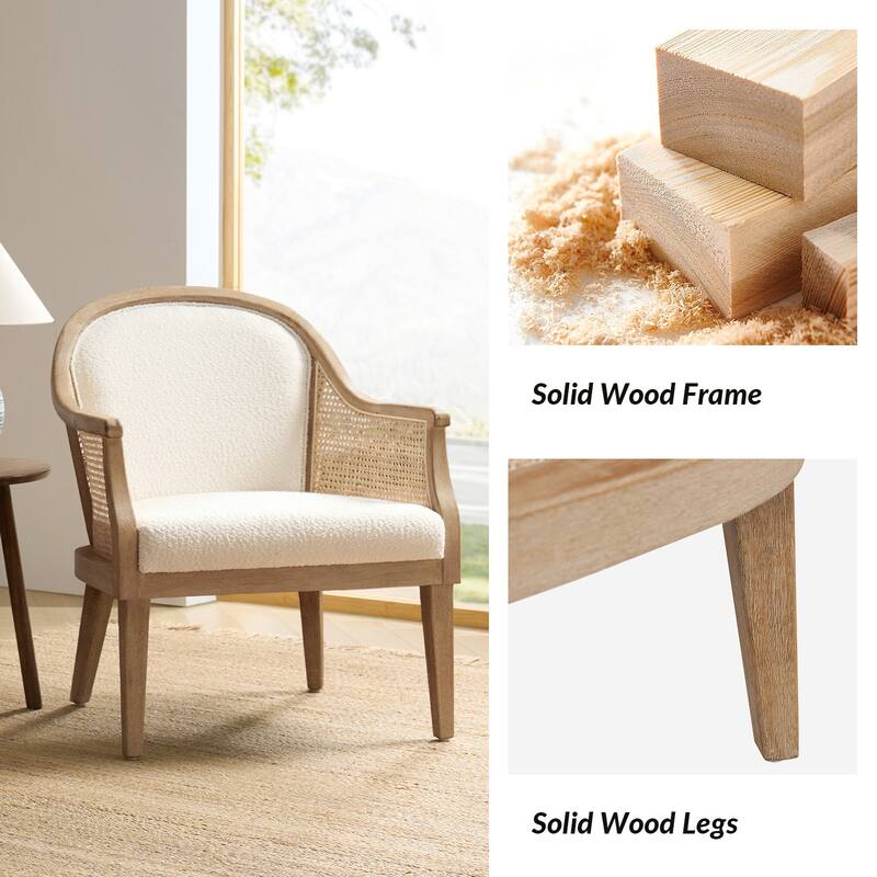 Danilo Farmhouse Rattan Solid Wood Armchair with Solid Wood Legs Set of 2 by HULALA HOME