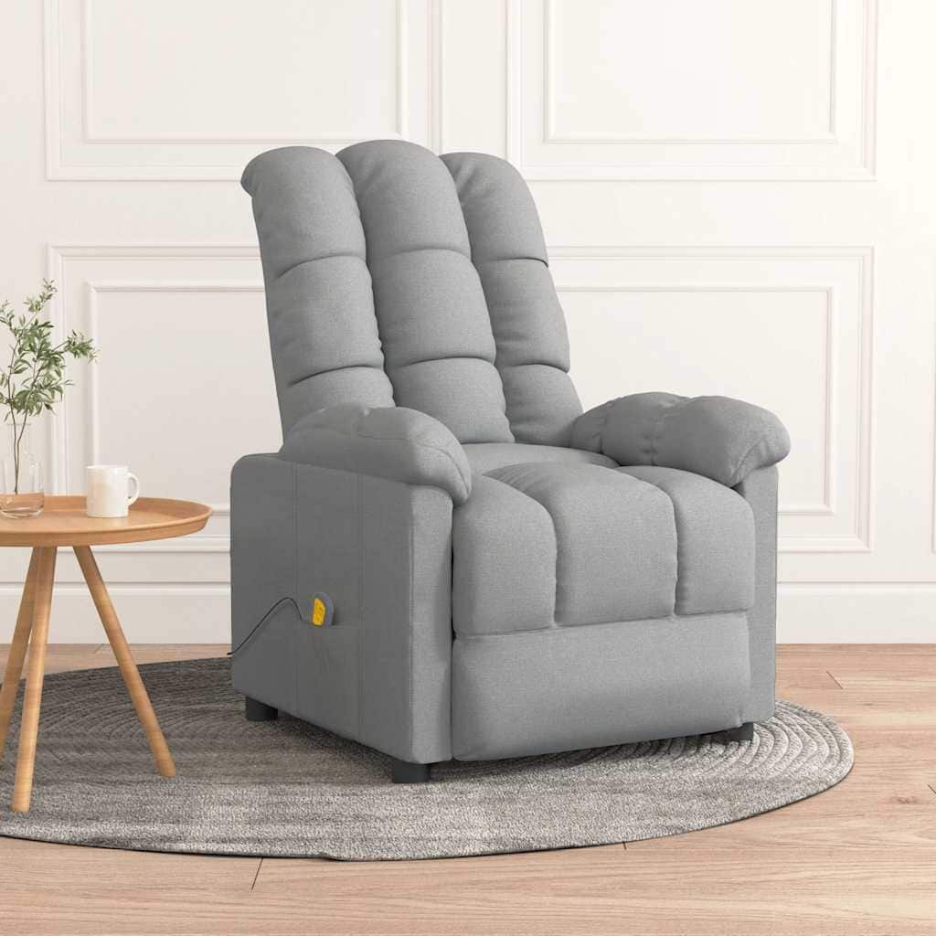vidaXL Massage Recliner Light Gray Fabric - 29.1" x 39" x 40.2"