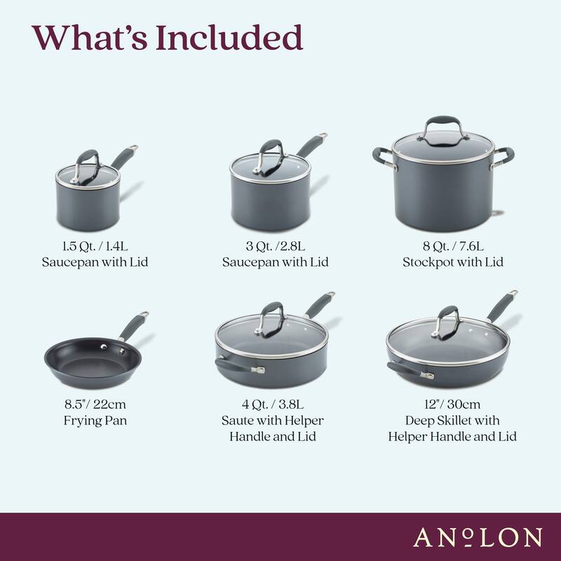 Anolon Advanced Home Hard-Anodized Nonstick Cookware Set, 11-Piece