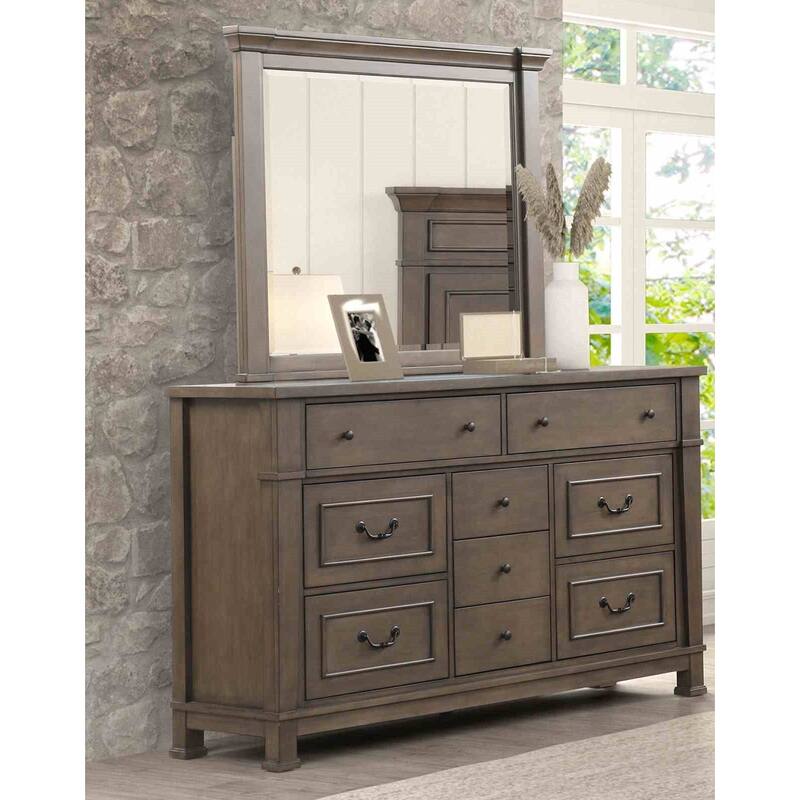Modern Dark Walnut Finish 4pc Bedroom Furniture Set USB Nightstand