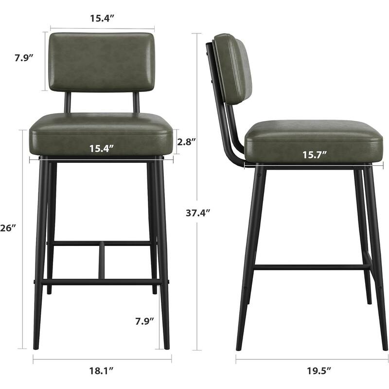 Modern Upholstered Counter Height Barstool Chairs Set of 2
