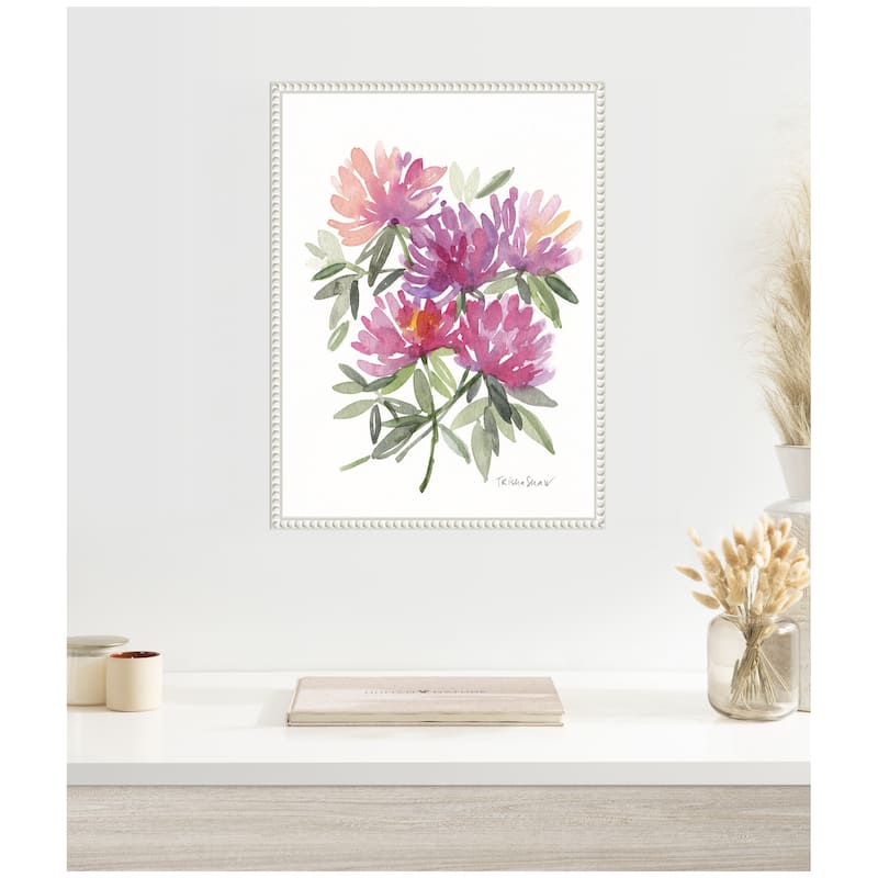 Kate and Laurel Sylvie Abstract Watercolor Pink Floral Framed Canvas by Patricia Shaw