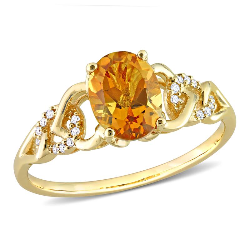 Miadora Oval Madeira Citrine and Diamond Accent Link Engagement Ring in 10k Yellow Gold