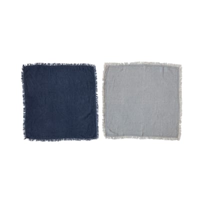 Linen Blend Napkins with Fringe - 18.0"L x 18.0"W x 0.3"H