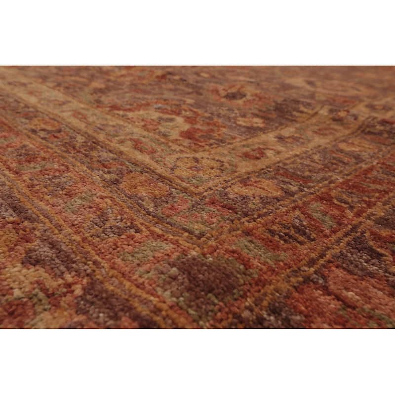 Hand Knotted Aubergine, Gold Afghan Oushak Wool Traditional Area Rug - 12' x 14' 4''