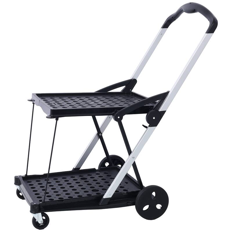 2-Tier Multi Use Functional Collapsible Shopping Carts with Baskets