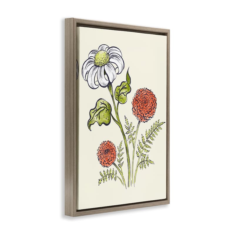 Stupell Vintage Style Garden Blossoms Framed Floater Canvas Wall Art Design By Hannah Moren
