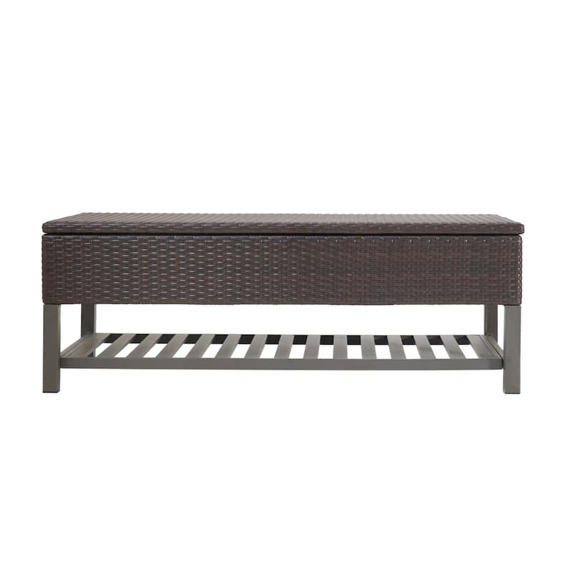 Rattan Storage Bench - Brown Multi